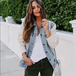 Portman Contrast cable knit denim jacket